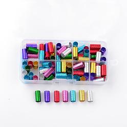 Mixed Color Aluminum Dreadlocks Beads Hair Decoration, Hair Coil Cuffs, Mixed Color, 15~16x8mm, Hole: 7mm, about 90pcs/box