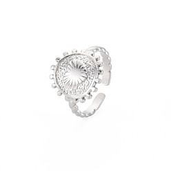 Color de Acero Inoxidable 304 anillo plano redondo de acero inoxidable con corazón abierto para mujer, color acero inoxidable, tamaño de EE. UU. 8 1/2 (18.5 mm)