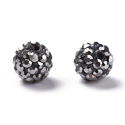 Hématite Perles de boule pave disco , Perles de strass d'argile polymère , ronde, hématite, pp 13 (1.9~2 mm), 5 rangées de strass, 8 mm, Trou: 1mm