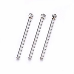 Stainless Steel Color 201 Stainless Steel Pendants, Bar, Stainless Steel Color, 22x2x1.5mm, Hole: 1.5mm