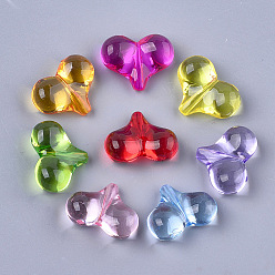 Couleur Mélangete Perles acryliques transparentes, cœur, couleur mixte, 17x22x9mm, trou: 1.5 mm, environ 350 pcs / 500 g