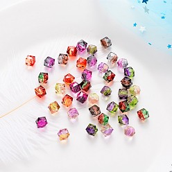 Couleur Mélangete Perles acryliques peintes par pulvérisation transparente deux tons, polygone, couleur mixte, 7.5x8x8mm, Trou: 1.8mm, environ1690 pcs / 500 g