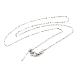 Stainless Steel Color 304 Stainless Steel Cable Chain Necklace for Women, for Beadable Necklace Making, Stainless Steel Color, 17.24 inch(43.8cm)