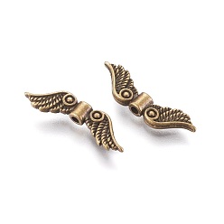 Antique Bronze Tibetan Style Alloy Beads, Cadmium Free &, Lead Free, Antique Bronze Color, Wing, Size: about 7mm long, 23mm wide, 3mm thick, hole: 1.5mm, 1380pcs/1000g