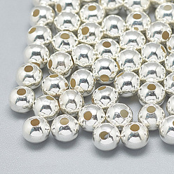 Argent 925 perles en argent sterling, ronde, argenterie, 9mm, Trou: 2mm