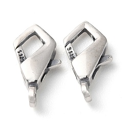 Antique Silver 925 Thailand Sterling Silver Lobster Claw Clasps, with 925 Stamp, Antique Silver, 15.5x8.5x3.5mm, Hole: 1.4mm