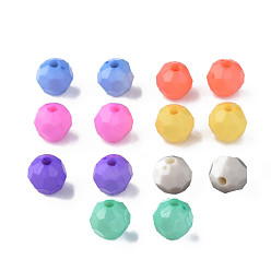 Couleur Mélangete Perles acryliques opaques, facette, teint, ronde, couleur mixte, 10mm, Trou: 2mm, environ1050 pcs / 500 g