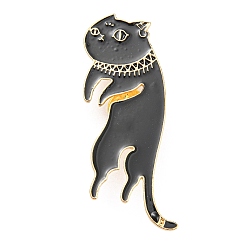 Black Cat Shape Enamel Pins, Light Gold Alloy Brooch for Backpack Clothes, Black, 57x23x2mm