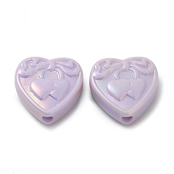 Cardo Perlas de acrílico opaco chapado uv, iridiscente, corazón, cardo, 21x21.5x9 mm, agujero: 3.4 mm
