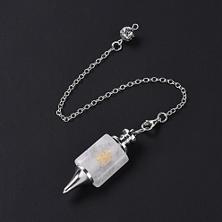 Cristal de Quartz Grand pendule de pendule de quartz cristal naturel, avec les accessoires en laiton plaqués de platine, sans cadmium et sans plomb, 242mm, Trou: 2.5mm