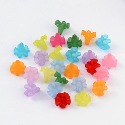 Mixed Color Transparent Acrylic Beads, Frosted Style, Petunia, Mixed Color, 18x20mm, Hole: 3mm, about 380pcs/500g