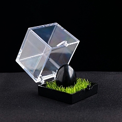 Obsidienne Boîte d'échantillons minéraux d'œufs de guérison en obsidienne naturelle, Pierre brute reiki pour la thérapie de méditation équilibrant l'énergie, 20x17mm