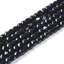 Turmalina Perlas naturales turmalina negro hebras, facetados, cubo, 3.5~4x3.5~4x3.5~4 mm, agujero: 0.6 mm, sobre 92~104 unidades / cadena, 15.35 pulgada ~ 15.55 pulgada (39~39.5 cm)