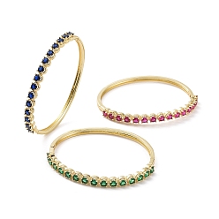 Couleur Mélangete Bracelet articulé en zircone cubique, bijoux en laiton doré pour femme, couleur mixte, diamètre intérieur: 2-3/8 pouce (6.05 cm)