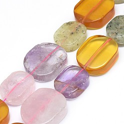 Autres Quartzs Perles naturelles de quartz brins, Ovale Plat, 20~25.5x15.5~20x7.5~8mm, Trou: 1.2mm, Environ 17~18 pcs/chapelet, 15.2~15.6 pouce (38.7~39.7 cm)