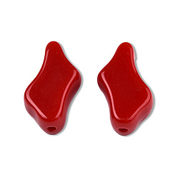 Rouge Perles acryliques opaques, nuggets, rouge, 21x13x7mm, Trou: 1.6~1.8mm, environ450 pcs / 500 g