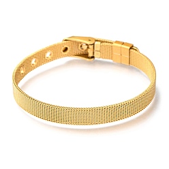 Golden Plated 304 Stainless Steel Watch Bands, Watch Belt Fit Slide Charms, Golden Plated, 8-1/2 inch(21.5cm), 8mm