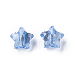 Bleu Bleuet Perles acryliques transparentes, étoiles, bleuet, 9x9.5x5.5mm, Trou: 2mm, environ2000 pcs / 500 g