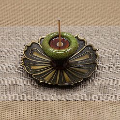 Светло-зеленый Коричневый Фарфоровый держатель для курильниц, с цветочной основой из сплава, буддийская печь для ароматерапии домашний декор, оливковый, 88x34 мм