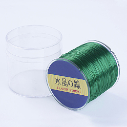Green Japanese Flat Elastic Crystal String, Elastic Beading Thread, for Stretch Bracelet Making, Green, 0.8mm, 300yards/roll, 900 feet/roll