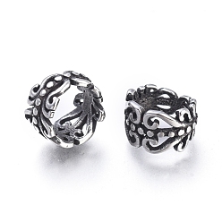 Plata Antigua 304 bolas de acero inoxidable, anillo, plata antigua, 11x7 mm, agujero: 8 mm