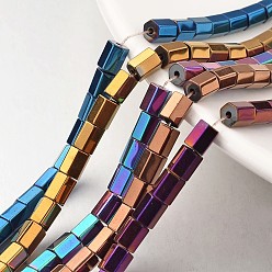 Mixed Color Electroplate Non-magnetic Synthetic Hematite Bead Strands, Faceted, Column, Mixed Color, 13x8mm, Hole: 1mm, about 31pcs/strand, 15.7 inch