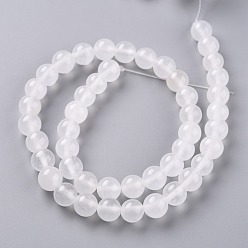 Clear Natural White Jade Beads, Round, Dyed, Clear, 8mm, Hole: 1mm, about 49pcs/strand, 15.16''(38.5cm)