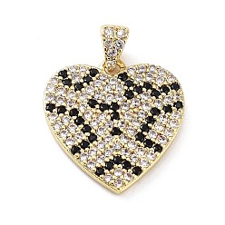 Real 18K Gold Plated Rack Plating Brass Micro Pave Cubic Zirconia Pendants, Cadmium Free & Lead Free, Long-Lasting Plated, Heart, Real 18K Gold Plated, 16x14.5x1.5mm, Hole: 4x2.3mm