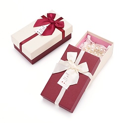 Color mezclado Cajas de joyas de cartón, para embalaje de regalo de joyería, Rectángulo con bowknot, color mezclado, 14.8x8.7x5.4 cm