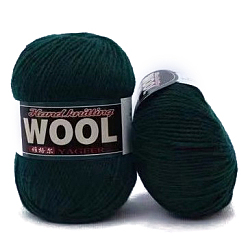 Dark Green Polyester & Wool Yarn for Sweater Hat, 4-Strands Wool Threads for Knitting Crochet Supplies, Dark Green, about 100g/roll
