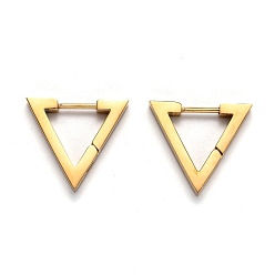 Golden 304 Stainless Steel Triangle Huggie Hoop Earrings, Golden, 16x18x3mm, Pin: 1mm
