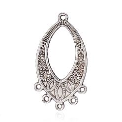 Antique Silver Oval Tibetan Style Alloy Chandelier Links, Antique Silver, 35x18x1mm, Hole: 1.5mm