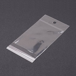 Прозрачный Целлофановые мешки с жемчужной пленкой, самоклеющаяся пломба, с отверстием для подвешивания, 14x7 см, односторонняя толщина: 0.023 мм, внутренняя мера: 8.5x7 см