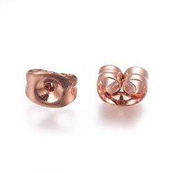 Rose Gold 304 Stainless Steel Friction Ear Nuts, Rose Gold, 6x4.5x3.5mm, Hole: 0.9mm