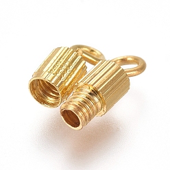 Golden Brass Screw Clasps, Tube, Golden, 14mm, Hole: 1.8mm, Clasp: 7x3mm