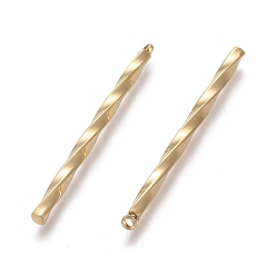 Golden Ion Plating(IP) 304 Stainless Steel Pendants, with Jump Rings, Twist Bar, Golden, 44x2.5x2.5mm, Hole: 1.6mm