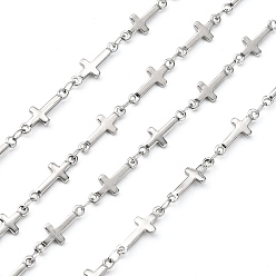 Stainless Steel Color 304 Stainless Steel Link Chains, Decorative Chains, Soldered, with Cross Connector, Stainless Steel Color, 5mm