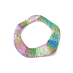 Rainbow Color Ion Plating(IP) 304 Stainless Steel Pendants, Twist Ring Charms, Rainbow Color, 38x39.5x3.5mm, Hole: 2x2.4mm