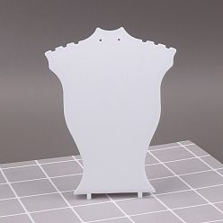 White Plastic Slant Back Earring Necklace Display Stands, Bust Jewelry Rack for Necklace Earring Showing, White, 45x60x123mm