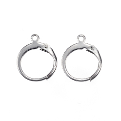 Stainless Steel Color 304 Stainless Steel Leverback Earring Findings, with Loop, Stainless Steel Color, 14.5x12x2mm, Hole: 1.2mm, Pin: 1x0.8mm