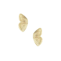 Golden Alloy Butterfly Wings Stud Earrings for Women, Golden, 13mm