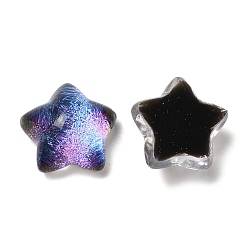 Noir Cabochons transparents en résine époxy, avec de la poudre de paillettes, étoiles, noir, 16x16x8mm