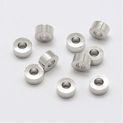Platinum Brass Spacer Beads, Flat Round, Platinum, 4.5x2mm, Hole: 2mm