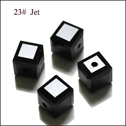 Черный Имитация Австрийские кристаллические шарики, класс AAA, граненые, кубические, чёрные, 5~5.5x5~5.5x5~5.5 мм (размер в пределах диапазона погрешностей 0.5~1 мм), отверстие : 0.7~0.9 мм