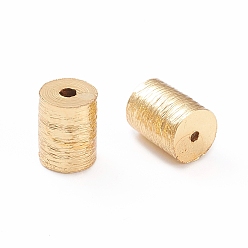 Real 18K Gold Plated Brass Drawbench Beads, Long-Lasting Plated, Column, Real 18K Gold Plated, 6.5~7.5x6x6mm, Hole: 1mm