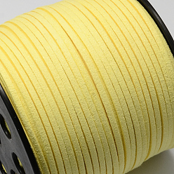Champagne Yellow Eco-Friendly Faux Suede Cord, Faux Suede Lace, Champagne Yellow, 3.0x1.4mm, about 98.42 yards(90m)/roll