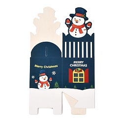 Snowman Christmas Theme Paper Fold Gift Boxes, for Presents Candies Cookies Wrapping, Dark Slate Gray, Snowman Pattern, 8.5x8.5x19cm