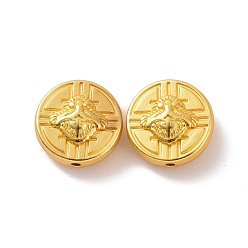 Matte Gold Color Alloy Beads, Flat Round with Insect, Matte Gold Color, 13x6.5mm, Hole: 1.2mm