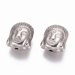 Stainless Steel Color 304 Stainless Steel Beads, Buddha Head, Stainless Steel Color, 11x9x6.5mm, Hole: 1.6mm