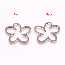 Red Copper Tibetan Style Alloy Linking Rings, Flower, Cadmium Free & Lead Free, Red Copper, 43x40x2mm